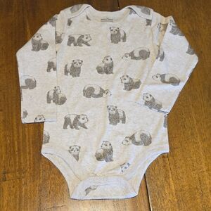 Gray Panda Print Kids One Piece